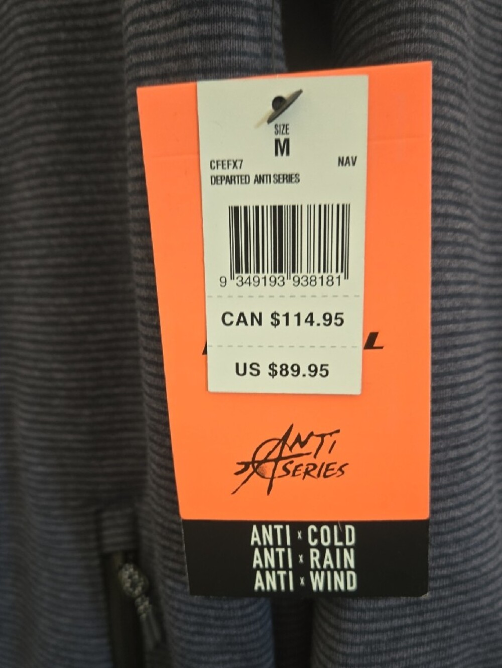 Rip Curl Navy Blue & Orange Performance Hooded Jacket - Picture 3 of 9